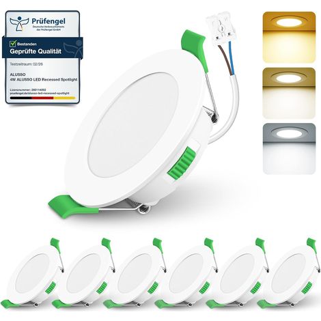 Lot de 6 Spot LED Encastrable,55-68mm Découpe pour Cuisine,Blanc AC 220-240V,4W 310LM Dimmable,3000K 4000K 6500K Réglable,IP44 étanche Led Spots pour Salle de Bain,Salon (1/5)