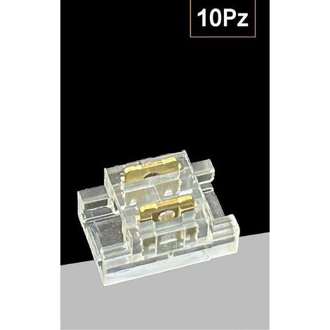 TrAdE Shop Traesio - Kit 10pz Connettore Trasparente Lineare Per Striscia Strip Led 2 Pin 5mm Cn5mm-d - (1/3)