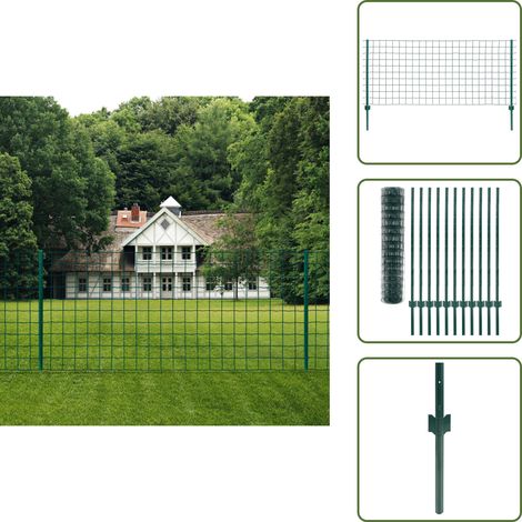 Recinzione in PVC - vidaXL Recinzione Euro 20x1,2 m in Acciaio Verde - Recinzione verde
