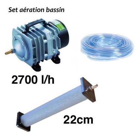 Set Aérateur Bulleur 22 cm Bassin De Jardin De 1500 À 4000 L. Pompe à air bassin + accessoires (1/5)