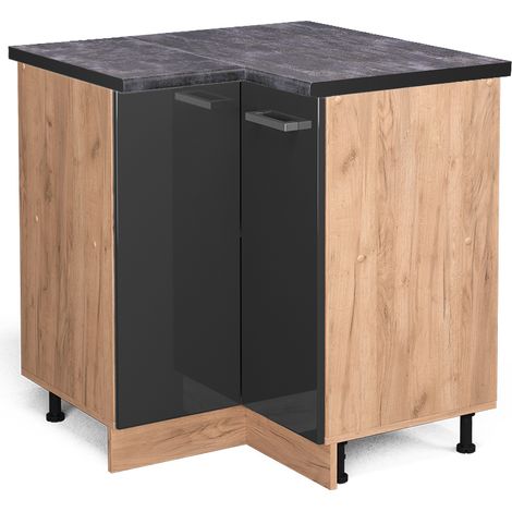 Mobile ad angolo cucina R-Line, Antracite lucido, 75.6 cm , PL Antracite, Vicco