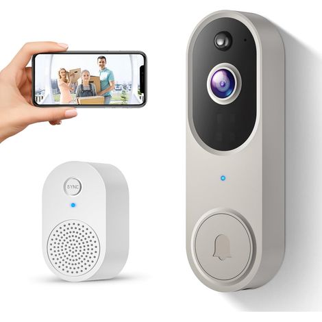 1080p-Videotürklingel, KI-Personenerkennung, Zwei-Wege-Audio, Nachtsicht, 2,4-GHz-WLAN (1/5)