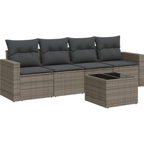 Maison Exclusive - 5-tlg. Garten-Sofagarnitur mit Kissen Grau Pol