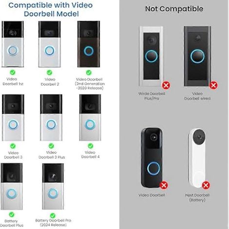 supports de sonnette pour revêtement en vinyle avec réglage d'angle, compatibles avec les sonnettes vidéo Ring 2 (version 2020)/3Plus/4. (1/5)