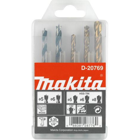 Makita set di 5 punte per metallo/legno 1/4\ metallo/legno - 5 pezzi - 1/4\