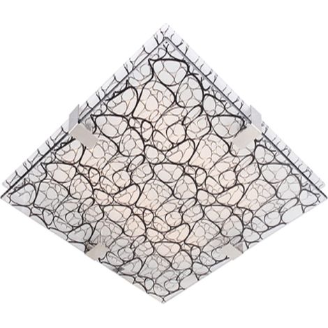 Plafoniera Candellux Fiera 40x40 vetro 3xE27 bianca quadrata (1/2)