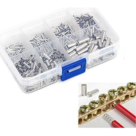 Packung mit 600 unisolierten Kabelhülsen - 7 Arten von unisolierten Kabelhülsen - 10-22 AWG - Für Heimwerkerprojekte im Bereich Elektroinstallationen (0,5/0,75/1/1,5/2,5/4,0/6,0 mm²) (1/4)