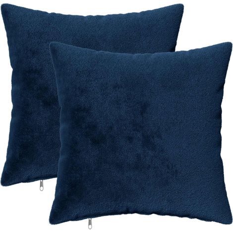 Cushion with Pillow HEERLEN 2 pcs Navy Blue Flannel vidaXL (1/5)