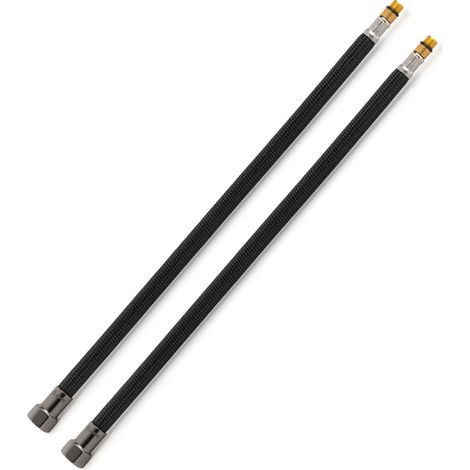 2 Flexibles sanitaires NOIR POLYMÈRE Øintér.8mm - Femelle 1/2" ACIER NOIR - Mâle M10x1 - 500mm - TAQ PREMIUM