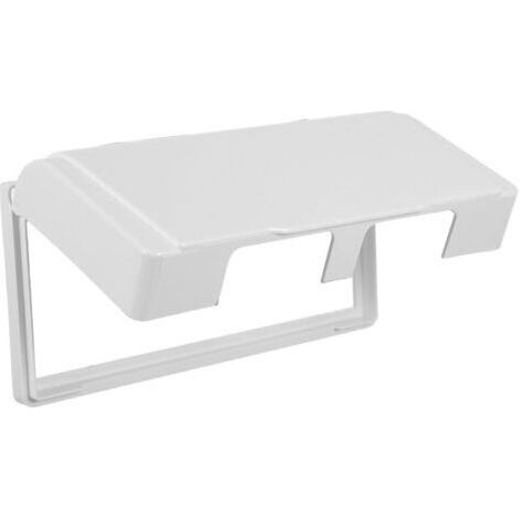 Boîtier Étanche pour Prise Électrique 4 Voies Couvercle Adhésif Blanc Protection Anti-Éclaboussures pour Salle de Bain Cuisine Cache-Prise Résistant à L’Humidité Installation