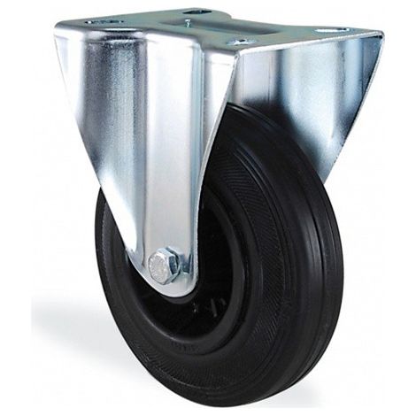 Roulette fixe caoutchouc noir diamètre 160mm charge 135kg