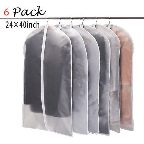 Housses vêtements pour suspendre les vêtements, lot 6 housses transparentes, housses anti-poussière plastique, housses protection zippées pour le les (1/5)