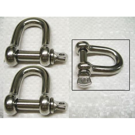 Stainless Steel D Shackles with Screw Collar Pin 4MM x2 (SS Dee Rigging 316 Marine) (1/2)