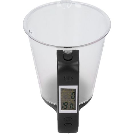 Tragbarer Küchenmessbecher, 1 kg, mit LCD-Bildschirm, für Kaffee, Milch und Gewürze (schwarz). (1/5)
