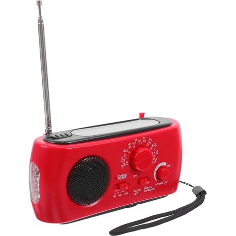 Radio de Survie Multibande d'urgence à Manivelle Solaire Rouge (1/5)