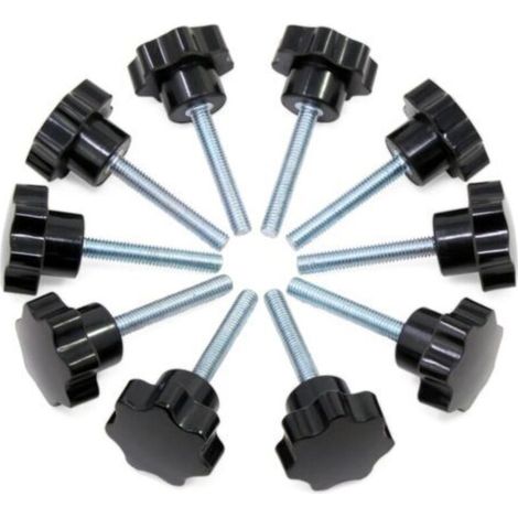 Pair - 10PCS M6x40 Boutons étoiles, bouton moleté à filetage femelle, poignée en plastique noir boutons de serrage pour équipement mécanique- (1/4)
