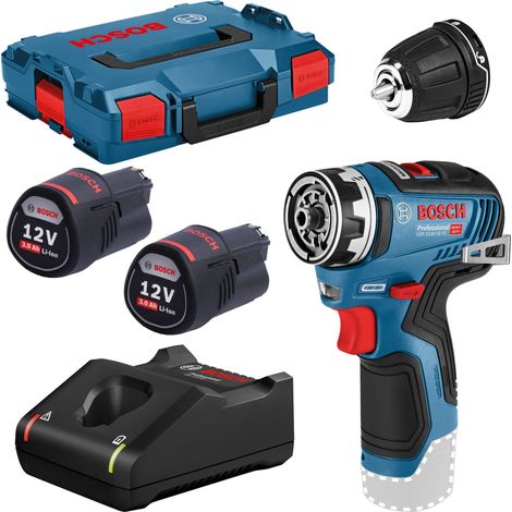 Bosch Akku-Bohrschrauber GSR 12V-35 FC, 2 x Akku GBA, Ladegerät, Bohrfutteraufsatz, L-BOXX