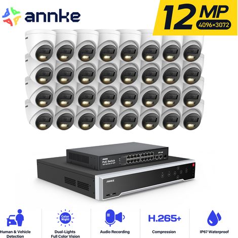 ANNKE 12MP Kit de Vidéosurveillance Extérieure 32CH NVR 32×Caméras Intelligente Double Lumière Vision Nocturne,Alerte Email Détection Mouvement Caméra de Surveillance APP/PC à Distance (1/5)