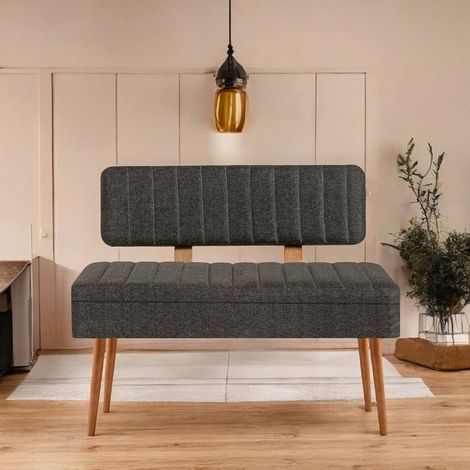 Banca Barthelemy, Soporta 150 kg, Estructura Negra, Altura Asiento 40 cm, 105x40x85h cm Roble Marrón (1/4)