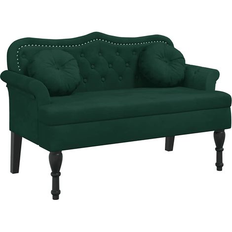 Banc avec coussins Vert foncé 120,5x65x75 cm Velours (1/5)
