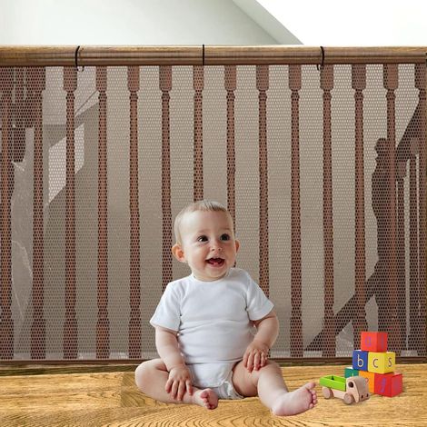 6 Mètres Balustrade Escalier Filet, Filet de Sécurité pour Enfants, Noir, Tissu maillé (1/5)