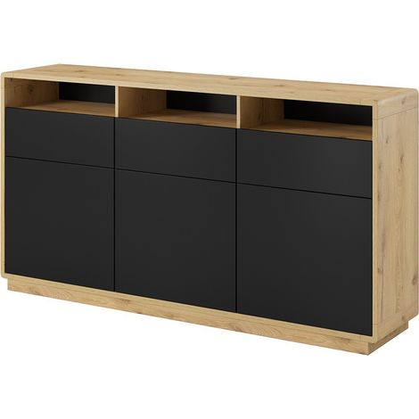 Buffet 180cm Kollektion VILLA. Farbe Eiche und Schwarz