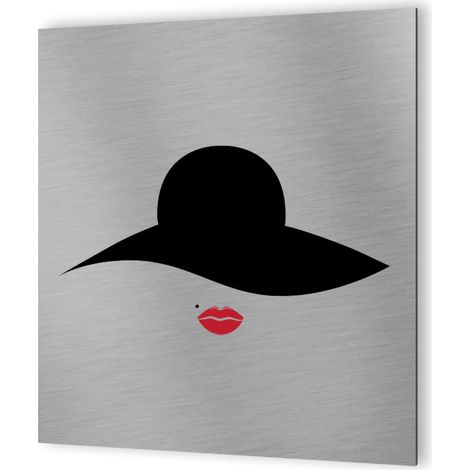 Pictogramme WC toilettes vestiaire Femmes format 20 cm x 20 cm - Modèle Rétro vintage Femme (1/5)
