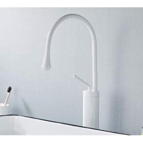 Single-hole kitchen faucet, hot and cold tap, mixer tap (white top) (1/5)