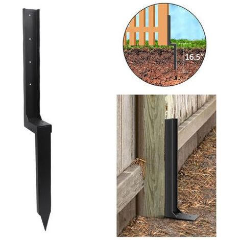 Zaunpfosten-Verankerungsset (1 Stück), robuste Stahl-Reparaturpfähle, Bodenanker zur Reparatur gebrochener und schiefer Holzpfosten, Schwarz (1/5)