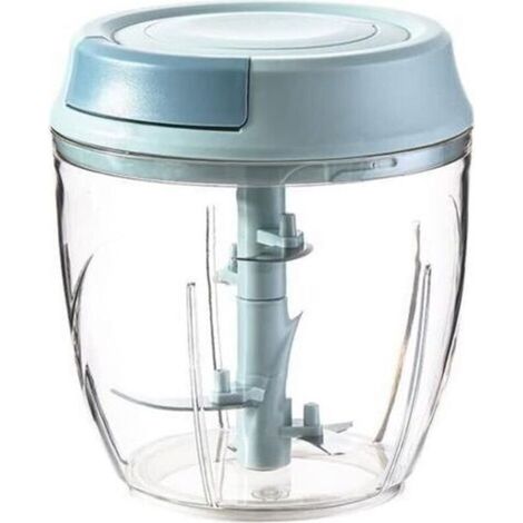Hachoir Manuel, 1000 ml 5 Lames en Acier Inoxydable, Hachoir Oignons, Mixeur Multifonctions, Coupe Légumes, Coupe Gingembre Manuel