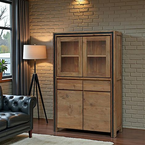 Buffet vitrine en bois recyclé de teck VADOD (1/2)