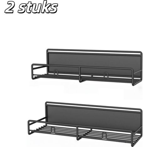 Wall-mounted spice rack without drilling for kitchen, refrigerator, and cupboard with convenient storage, black. (1/5)