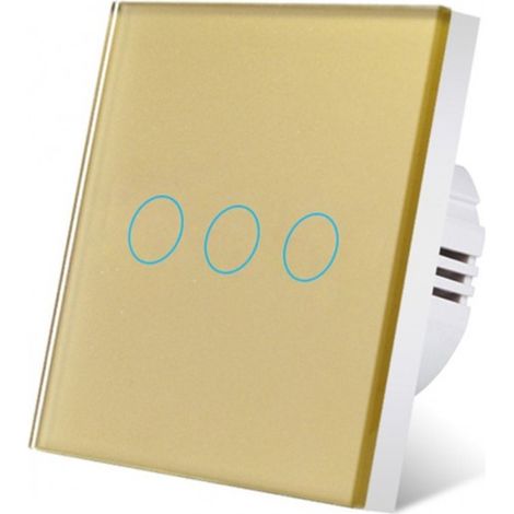 Interrupteur tactile 3F, verre trempé, LED, or (1/5)