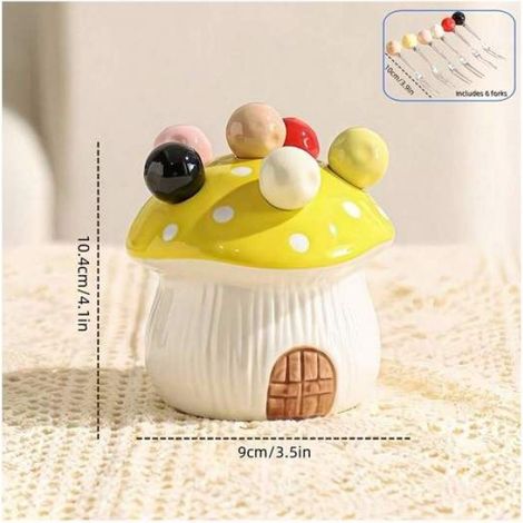 Ensemble fourchettes inox - - 7 pièces - Inox 304 - Base céramique champignon - Pour fruits et desserts (1/4)