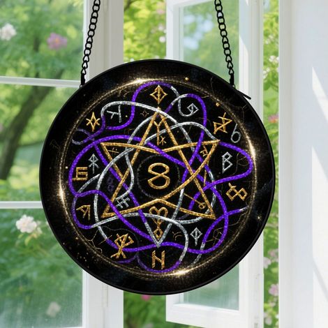 Capteur de Soleil en Vitrail Décoration Spirituelle pour Maison 9cm (1/4)