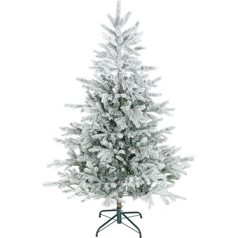 Sapin de Noel enneige 150 cm avec branches realistes et pied en metal pliable