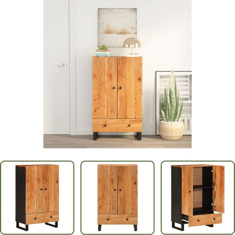 vidaXL Industriestil - Highboard mit Schublade 60x33x100 cm Massivholz Akazie & Eisen (1/5)