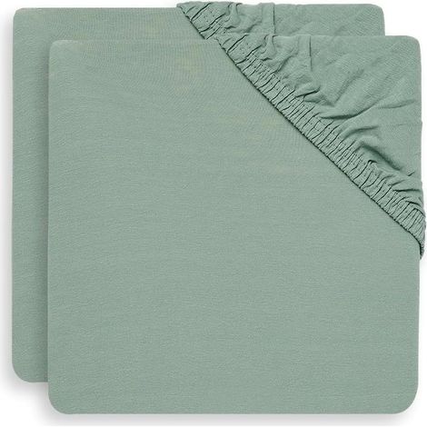 lenzuola con angoli in jersey elasticizzato 60x120 cm, colore verde cenere, per lettino da bambino. (1/5)