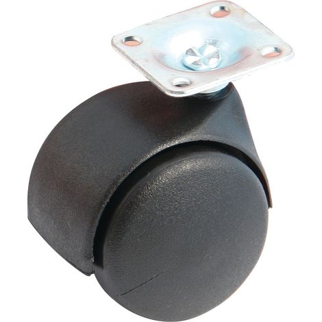 Roulette double galet noire 40mm platine carré pivotante en platine AVL 595019A