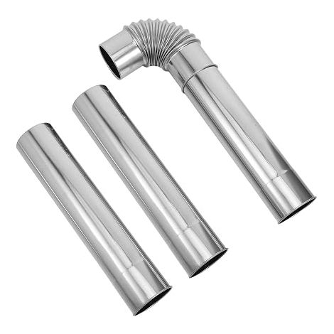 Stainless Steel Stove Pipe Kit 60 mm Tubes 30 cm and Degree Elbow - Waterproof Chimney Pipe Extension for Stoves and Boilers Accessories for Indoor Heating and (1/5)