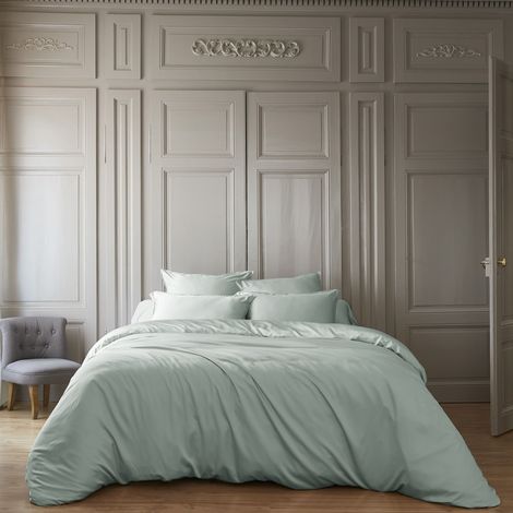 Parure de lit en bambou uni 240x220 vert d'eau