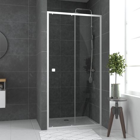 porte de douche coulissante blanc 100x185cm - extensible - whity slide 100
