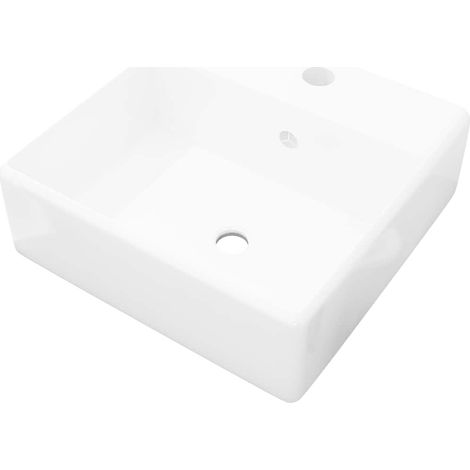 vidaXL Lavabo lujoso cuadrado cerámica orificio de grifo 41x41 cm (1/2)