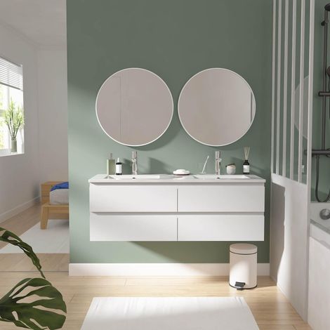SORRENTO 120 cm Doppelwaschtisch mit Keramikarbeitsplatte