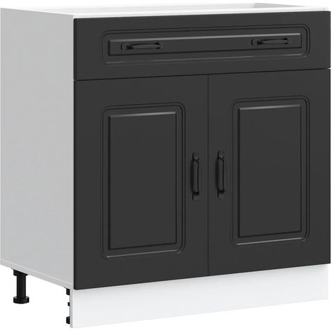 Mobile da cucina moderno con pratico spazio contenitivo 80 x 46 x 81,5 cm finitura in legno composito nero 020049921