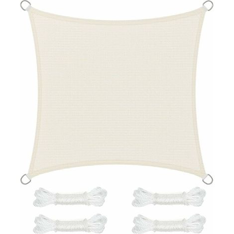 VURAHOME - Voile d’Ombrage 3 x 3 m, Protection Solaire en Tissu HDPE, Respirant, Perméable à l’Eau, pour Terrasse, Jardin, Balcon, Camping, Carré, Concave, Beige (1/5)