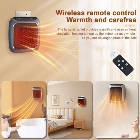 Chauffage céramique PTC 800 W – Télécommande infrarouge – Affichage numérique LCD – Protection contre la surchauffe – Portable, convient aux espaces confinés (1/4)