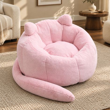 Divano pouf adulto 200 x 112 x 77 cm senza montaggio in velluto rosa HAVRYA (1/5)