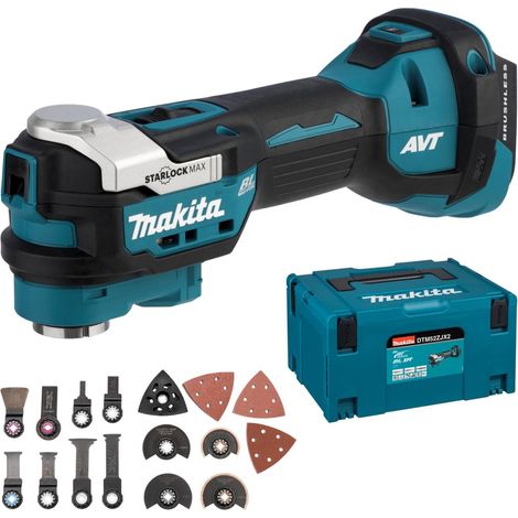 Makita – Outil multifonction sans fil 18V DTM52ZJX2 – Moteur sans balais – Technologie anti-vibrations AVT – Pour sciage et ponçage précis