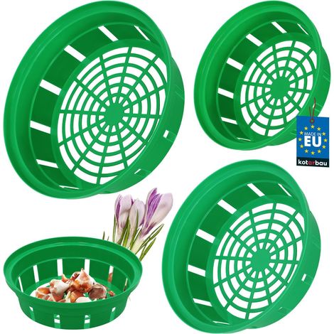 KOTARBAU® Set 3 pièces Panier À Bulbes - ⌀ 200 / 230 / 260 mm  - Vert - Corbeille Plantation Tulipes -  Accessoire Plantation Bulbes - Plastique (1/5)